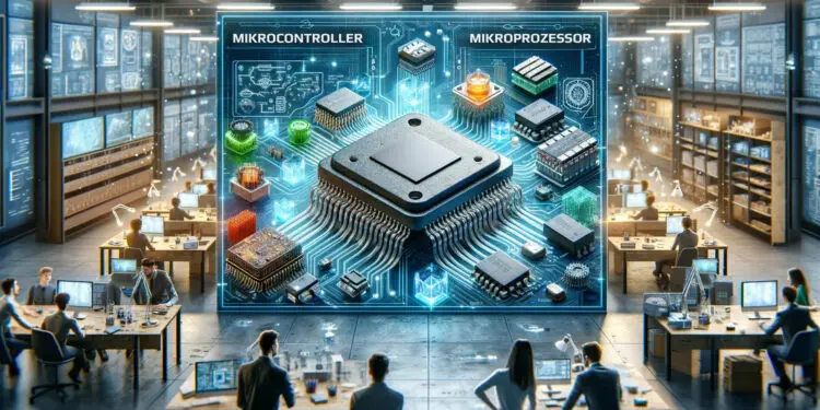 Mikroprozessor oder Mikrocontroller, das wird in einem Büro präsentiert