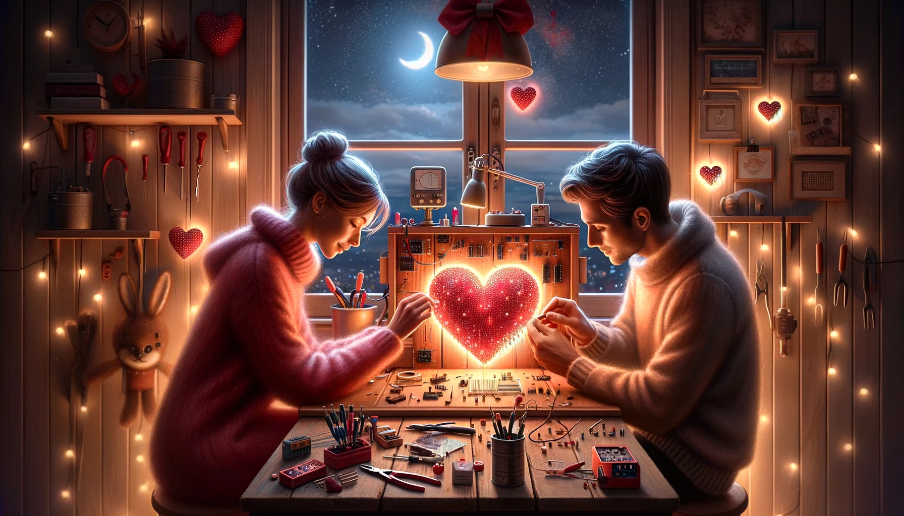 Valentinstag Projekte - ein verliebtes Paar bastelt zusammen